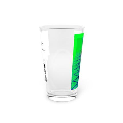 Abstract Art Beer Pint Glass – 16oz Craft Beer Glass – “Lime Drop Martini” by Kevin Quinn