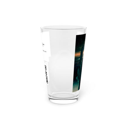 Abstract Art Beer Pint Glass – 16oz Craft Beer Glass – “Finding Atlantis” by Kevin Quinn