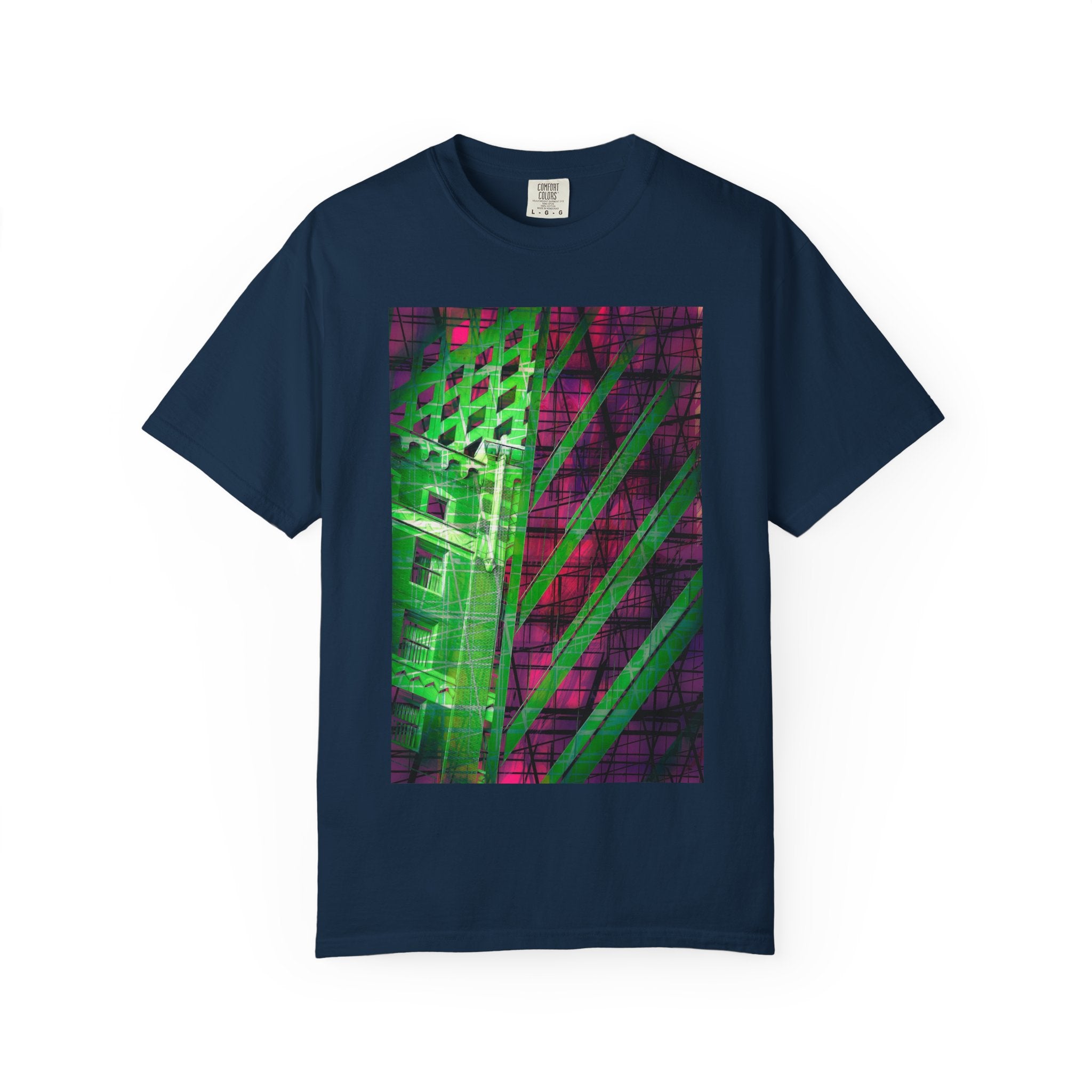 The Fifth Floor Fantasy By Kevin Quinn  -Neon Urban Modern Abstract Architecture Graphic Tee