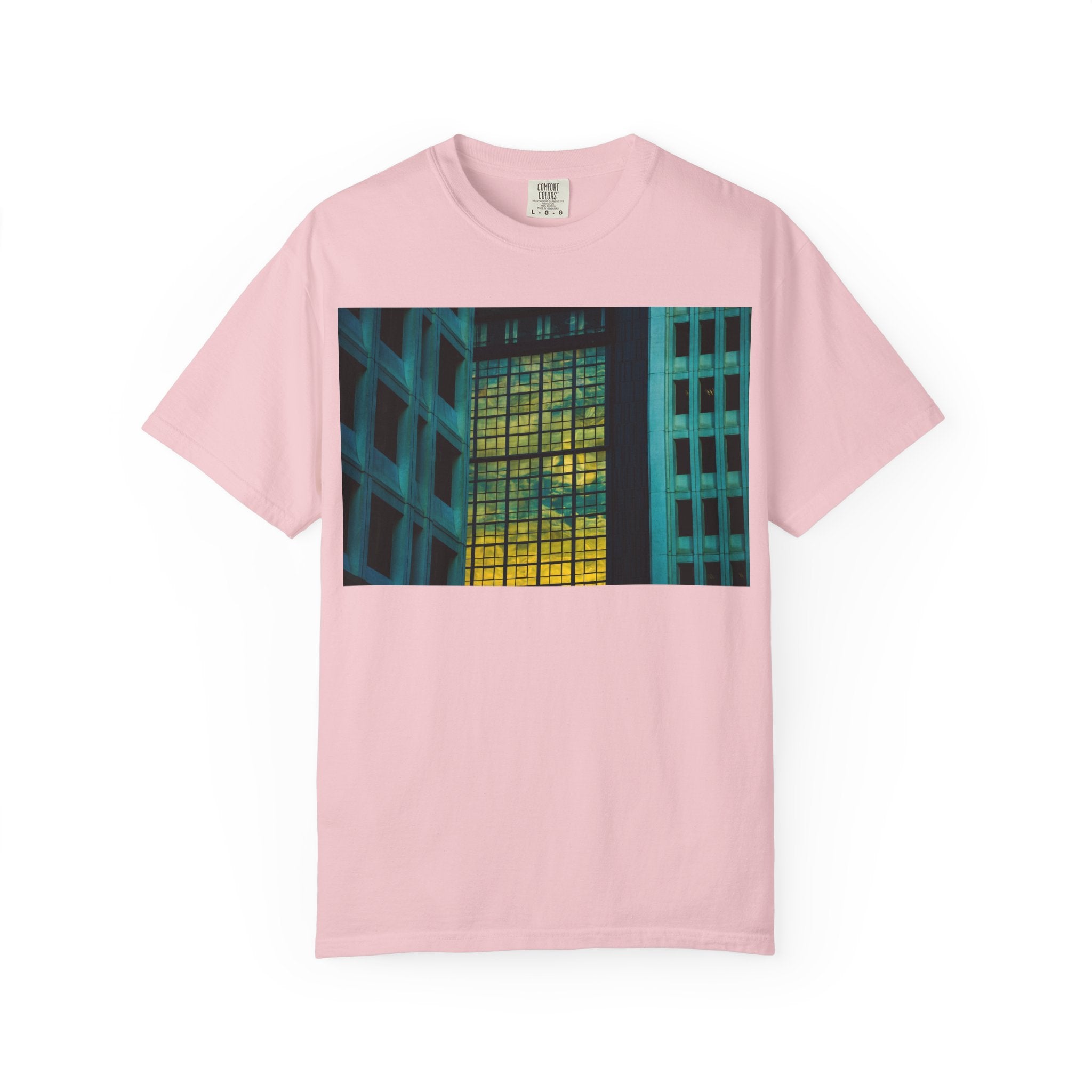 Walking With Van Gogh By Kevin Quinn-Urban Modern Architecture City Window Photo Tee — Nighttime Urban Architecture T-Shirt