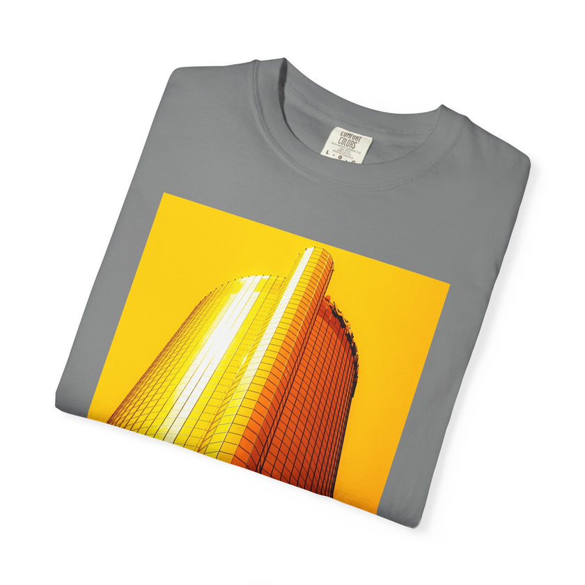 Summer In The City By Kevin Quinn -Modern Urban Architecture Sunset Skyscraper T-Shirt — Golden Architectural Photo Tee