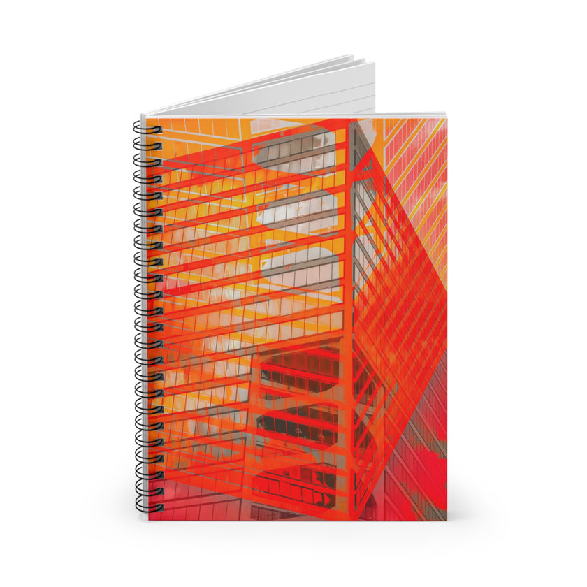 Orange Crush By Kevin Quinn  -Abstract Orange Architecture Spiral Notebook — Ruled Lined Journal for Urban Sketching, Love Notes or writing to your Crush