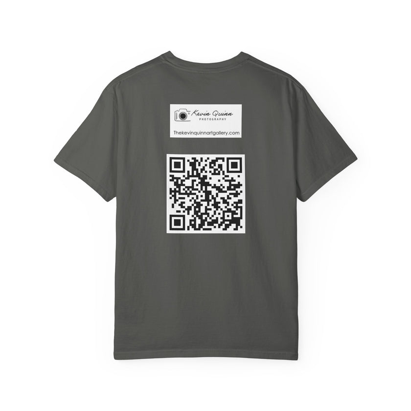 Ava's Search Engine By Kevin Quinn -Abstract Glitch Art T-Shirt with QR Code Back — Techy Urban Graphic Tee