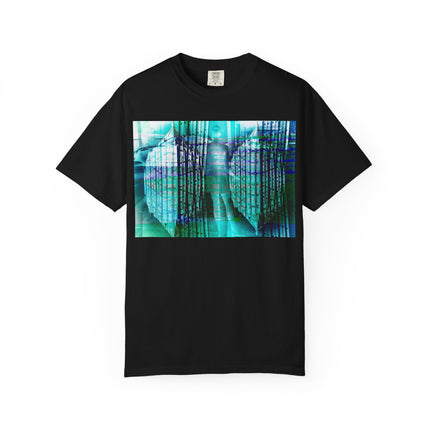 Pardon Me By Kevin Quinn -Abstract Urban Architecture Street Photography Blue T-Shirt — Surreal Nature Graphic Tee