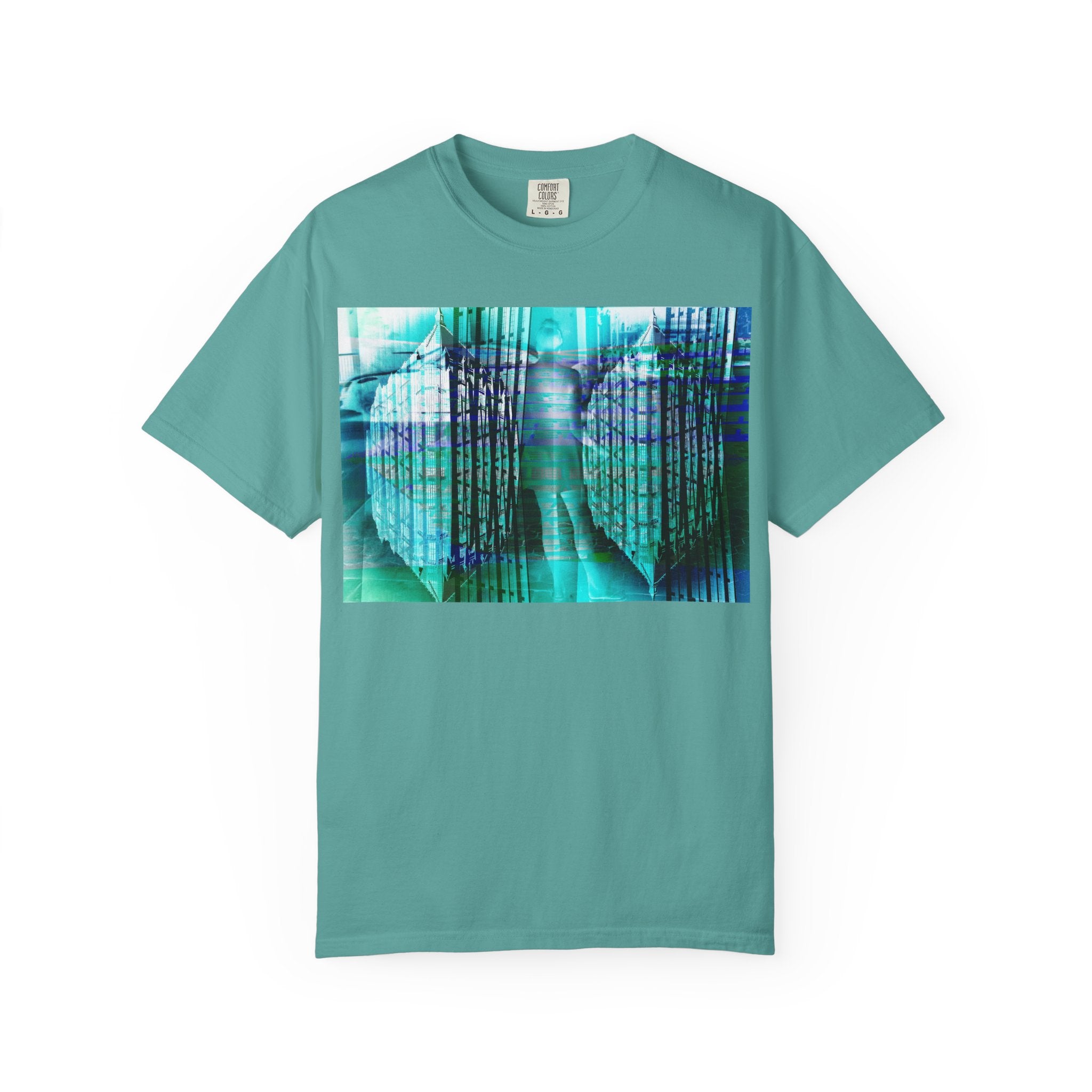 Pardon Me By Kevin Quinn -Abstract Urban Architecture Street Photography Blue T-Shirt — Surreal Nature Graphic Tee