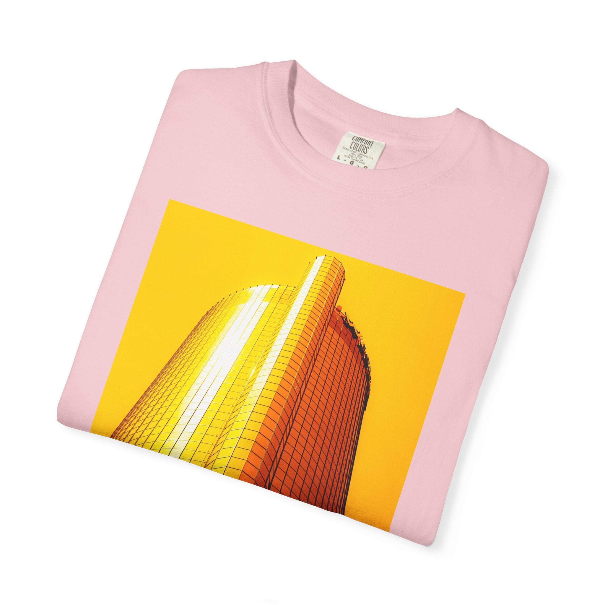 Summer In The City By Kevin Quinn -Modern Urban Architecture Sunset Skyscraper T-Shirt — Golden Architectural Photo Tee