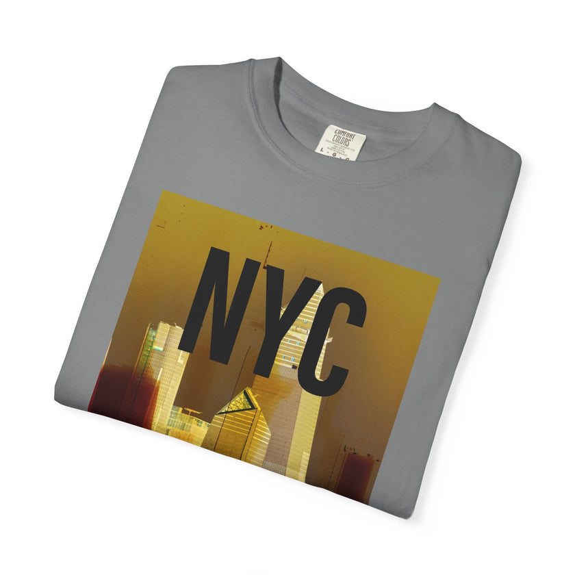 A New York Minute By Kevin Quinn -Urban Modern Abstract Architecture Cityscape Tee with Bold NYC Text
