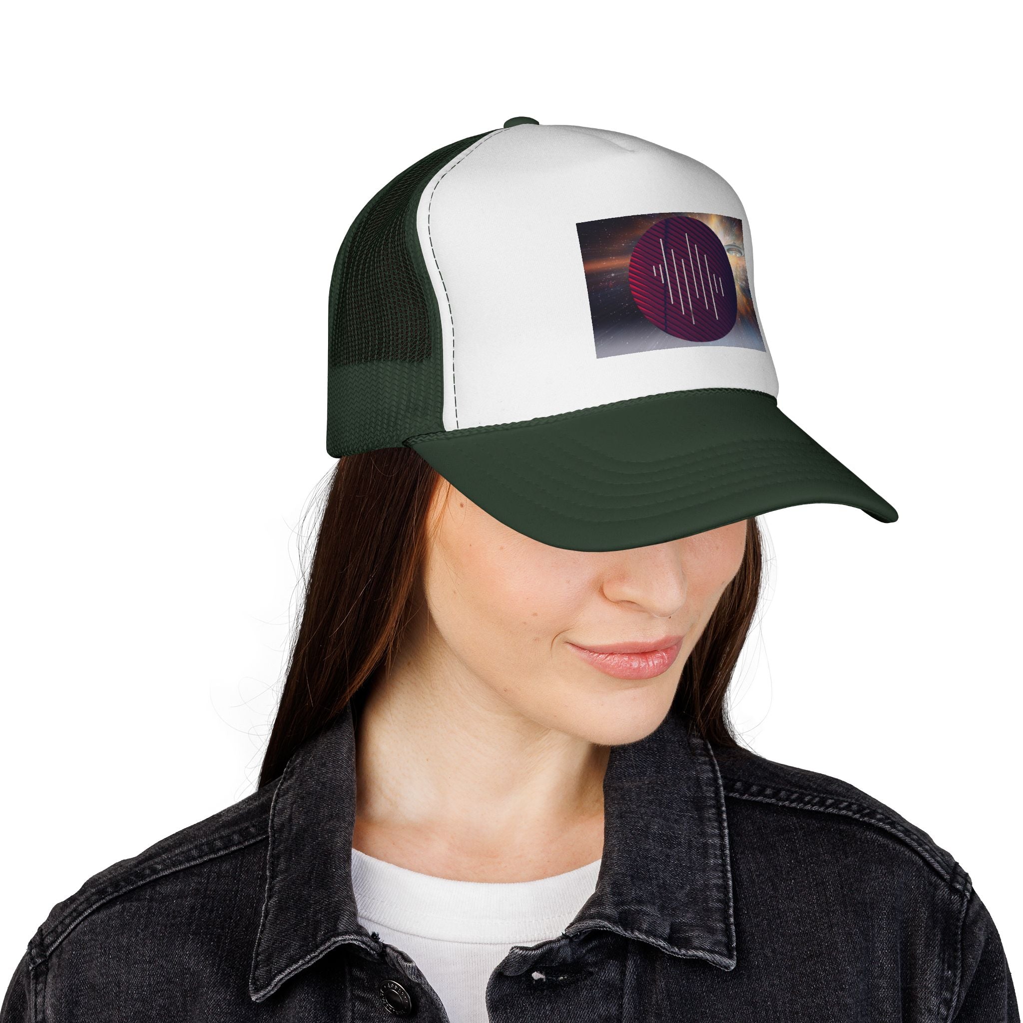 Living In Space By Kevin Quinn Trucker Cap — Cosmic Graphic Mesh Hat