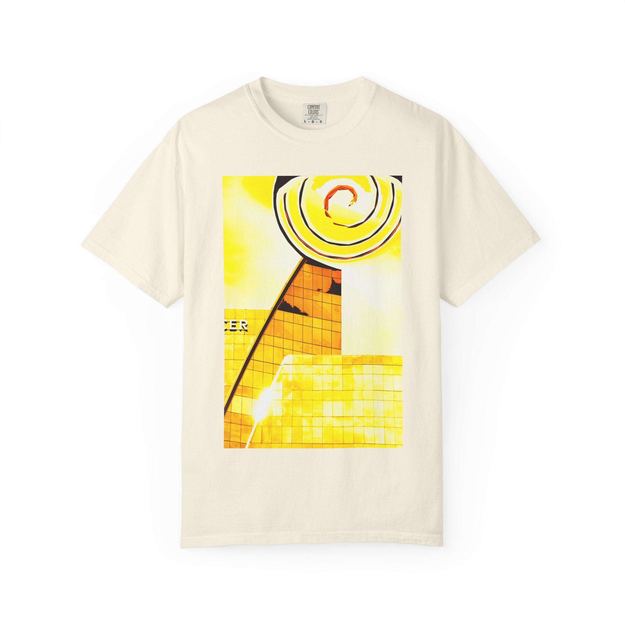 Lemonheads and Lollipops By Kevin Quinn   -Abstract Yellow Spiral Urban Modern Architecture Graphic Tee