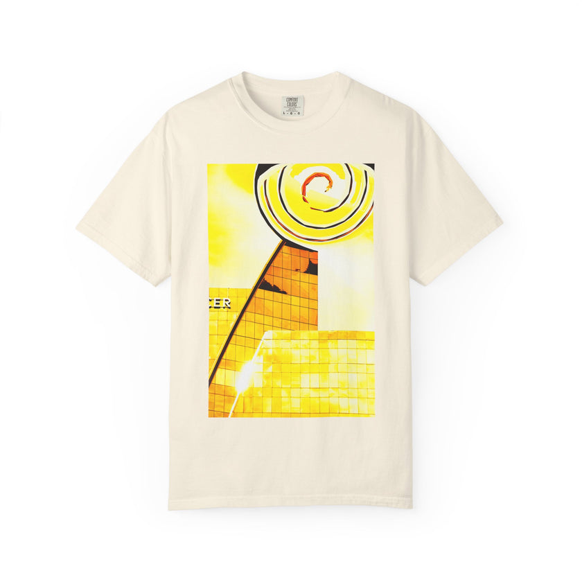 Lemonheads and Lollipops By Kevin Quinn   -Abstract Yellow Spiral Urban Modern Architecture Graphic Tee