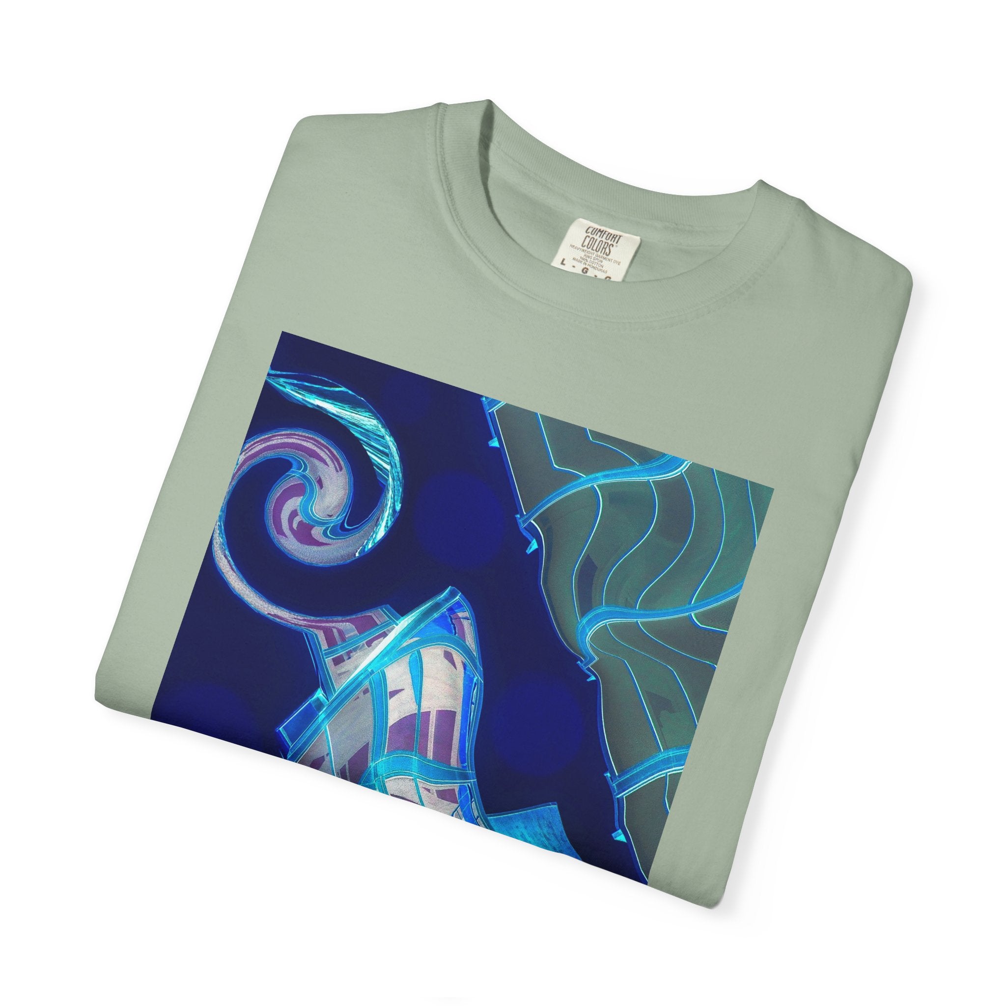 Tiny Dancer By Kevin Quinn   -Urban Modern Abstract Architecture Graphic Tee— Blue Surreal Building Art