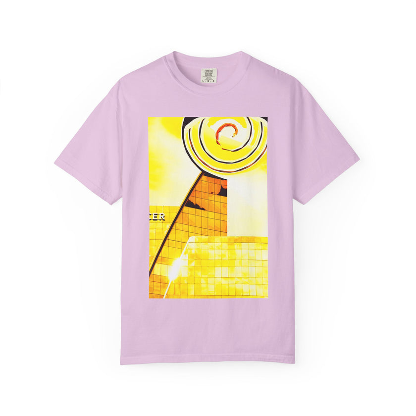 Lemonheads and Lollipops By Kevin Quinn   -Abstract Yellow Spiral Urban Modern Architecture Graphic Tee