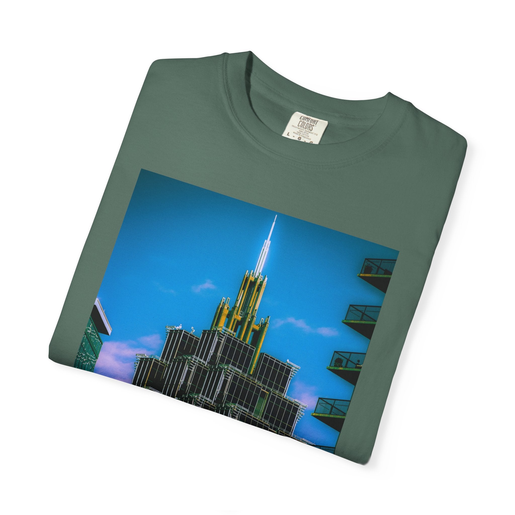 A Face In The Crowd By Kevin Quinn -Urban Architecture City Neon Skyline T-Shirt