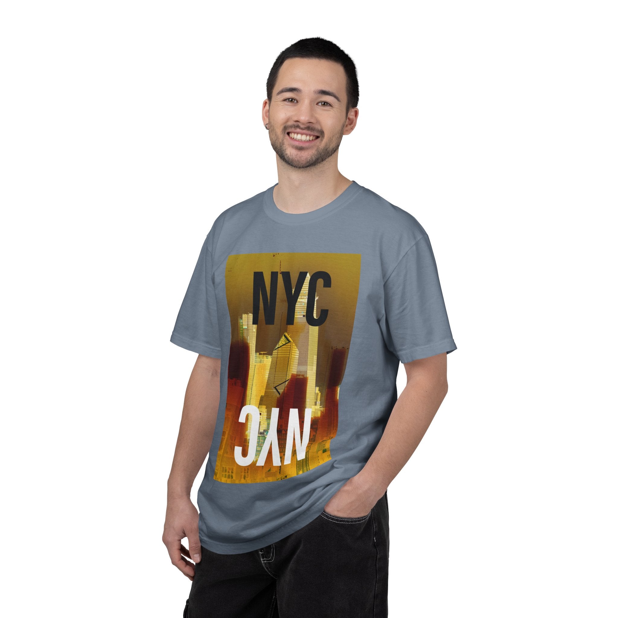 A New York Minute By Kevin Quinn -Urban Modern Abstract Architecture Cityscape Tee with Bold NYC Text