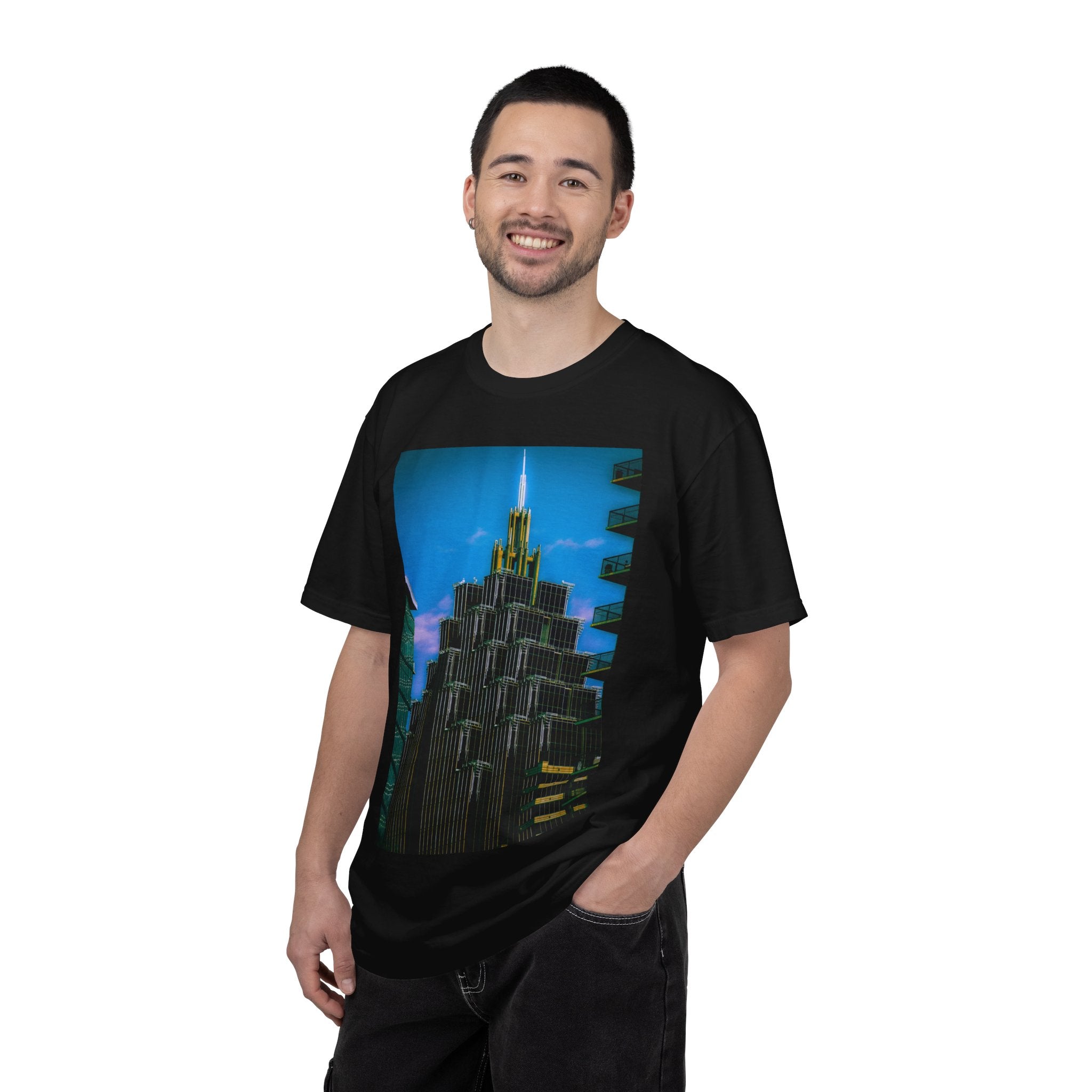 A Face In The Crowd By Kevin Quinn -Urban Architecture City Neon Skyline T-Shirt