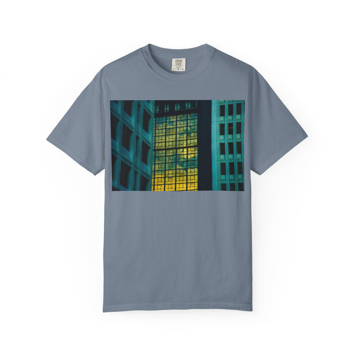 Walking With Van Gogh By Kevin Quinn-Urban Modern Architecture City Window Photo Tee — Nighttime Urban Architecture T-Shirt