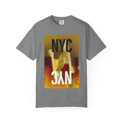 A New York Minute By Kevin Quinn -Urban Modern Abstract Architecture Cityscape Tee with Bold NYC Text