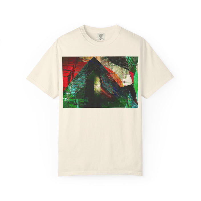 In The Journey By Kevin Quinn- Abstract Urban Architecture Geometric Pyramid T-Shirt — Colorful Architectural Art Tee