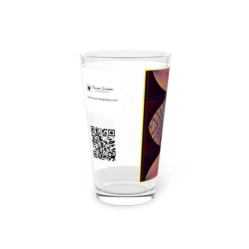 Abstract Art Beer Pint Glass – 16oz Craft Beer Glass – “Ubie The Uber Driver” by Kevin Quinn