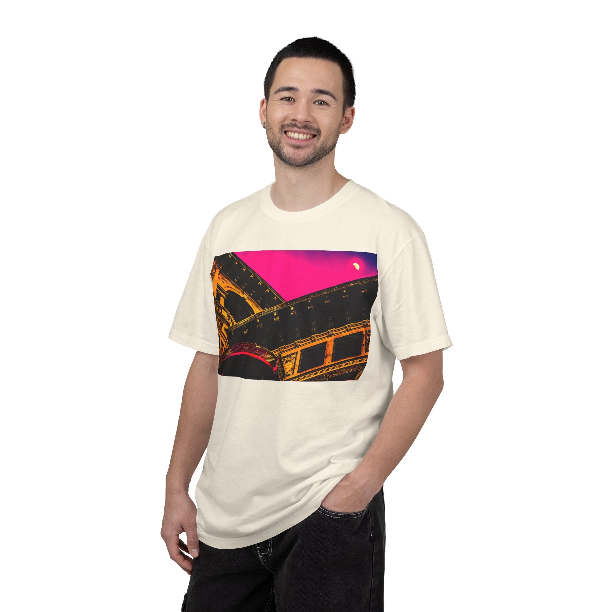 Moonlight Love Affair By Kevin Quinn -Modern Urban Architecture Romantic Pop Art T-Shirt