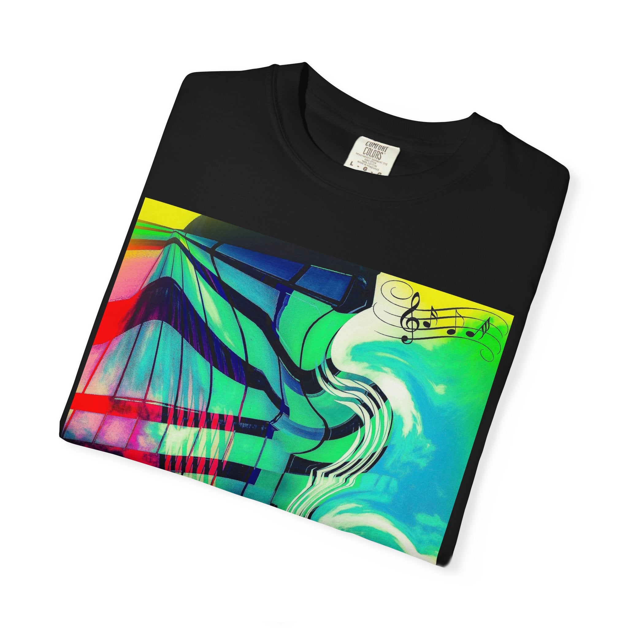 Rooftop Jazz By Kevin Quinn -Abstract Urban Modern Architecture Psychedelic Swirl T-Shirt