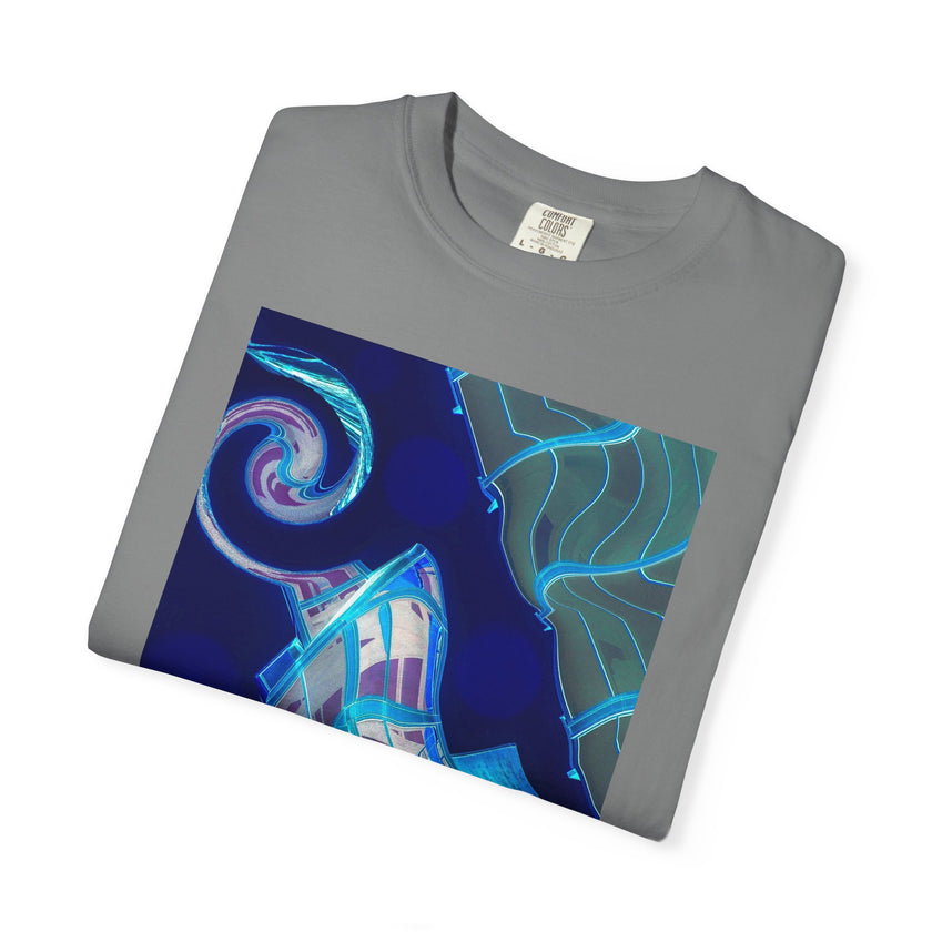 Tiny Dancer By Kevin Quinn   -Urban Modern Abstract Architecture Graphic Tee— Blue Surreal Building Art