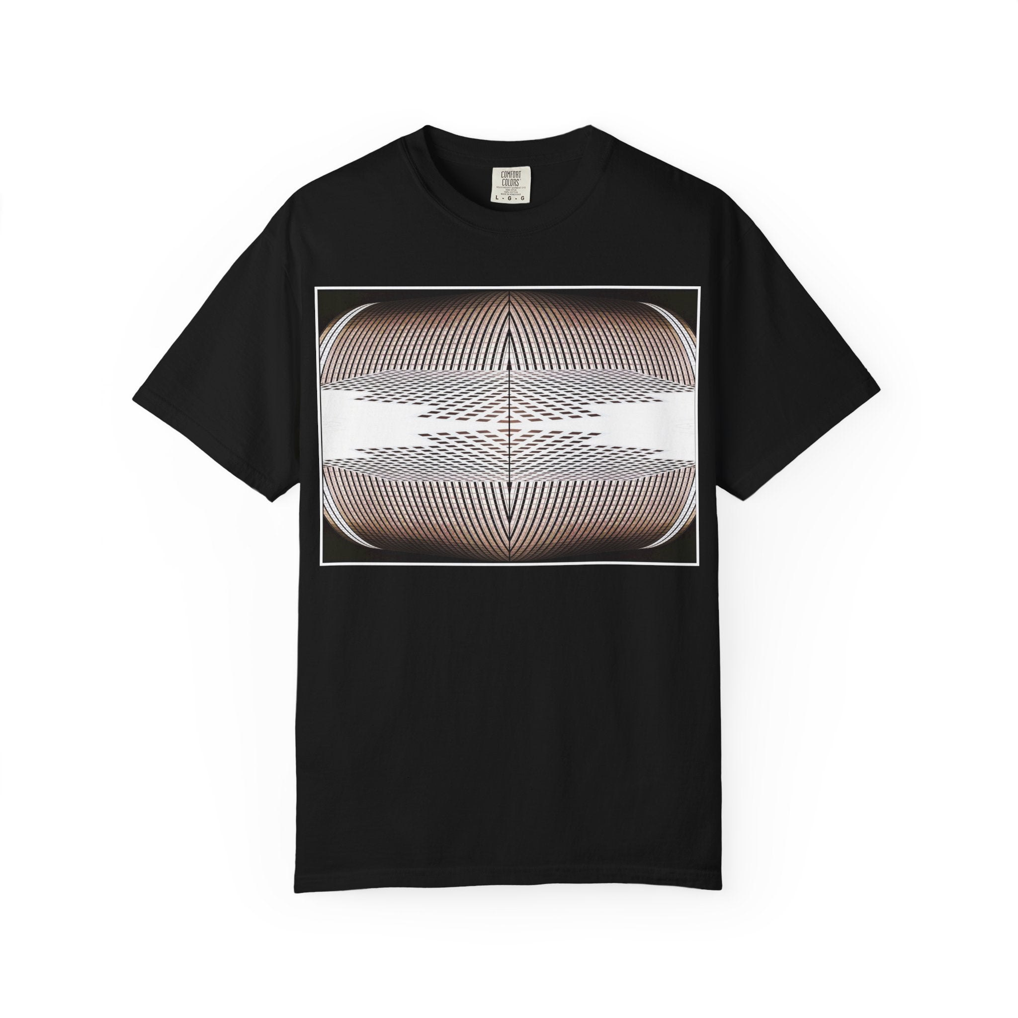 Thought Machine By Kevin Quinn -Optical Waveform Graphic T‑Shirt — Geometric Illusion Art Tee