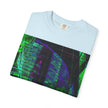 Love Talk By Kevin Quinn -Urban Abstract Architecture Neon Cityscape T-Shirt - Green & Purple Glitch Graphic