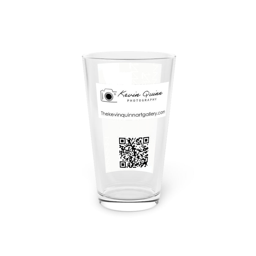 Abstract Art Beer Pint Glass – 16oz Craft Beer Glass – “Great White Sharks” by Kevin Quinn