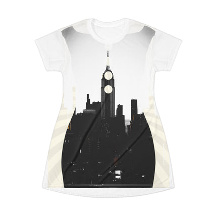 Little Black Dress By Kevin Quinn NYC City Skyline T-Shirt Dress — Modern Urban Graphic