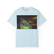 Night Light By Kevin Quinn -Modern Abstract Architectural Nightscape T-Shirt — Glass Building Sunset Photo Tee