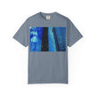 I Think of Her Often By Kevin Quinn -Abstract Urban Architecture Blue Skyscraper with Girl T-Shirt