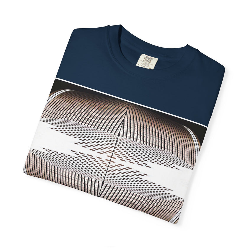 Thought Machine By Kevin Quinn -Optical Waveform Graphic T‑Shirt — Geometric Illusion Art Tee