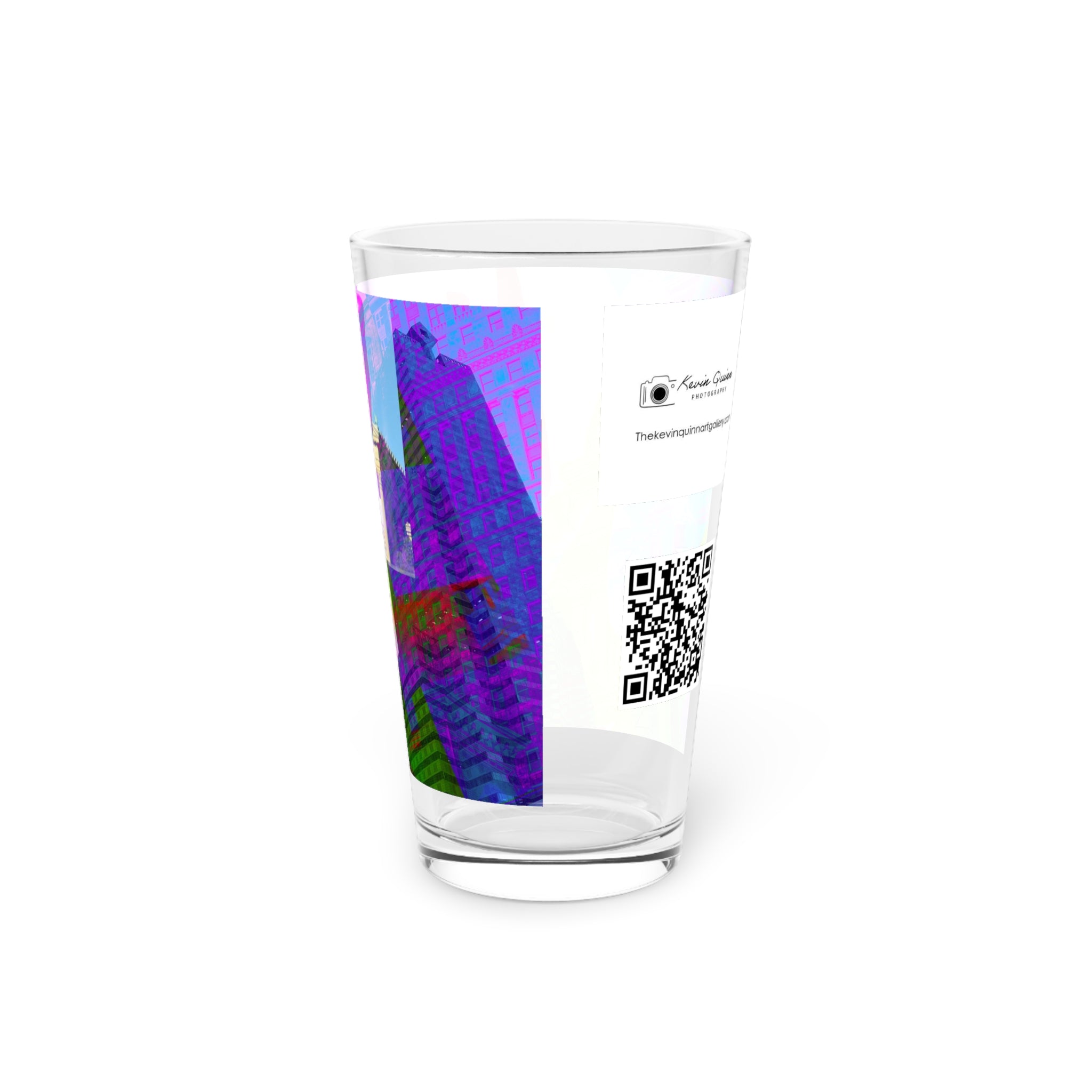 Abstract Art Beer Pint Glass – 16oz Craft Beer Glass – “City of Brotherly Love” by Kevin Quinn