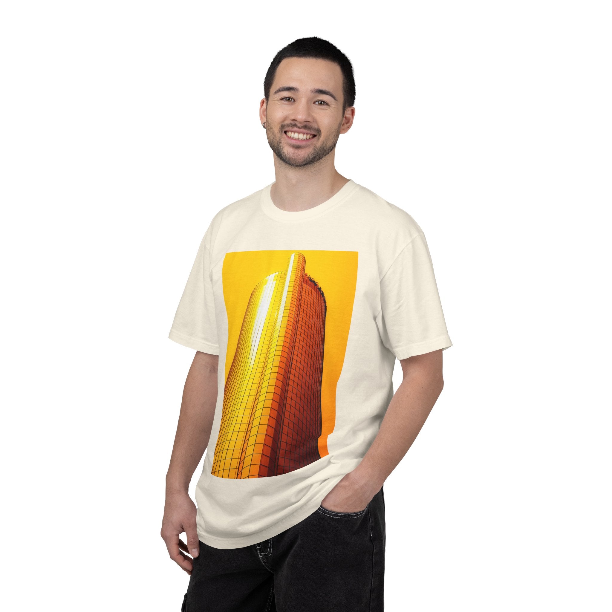 Summer In The City By Kevin Quinn -Modern Urban Architecture Sunset Skyscraper T-Shirt — Golden Architectural Photo Tee