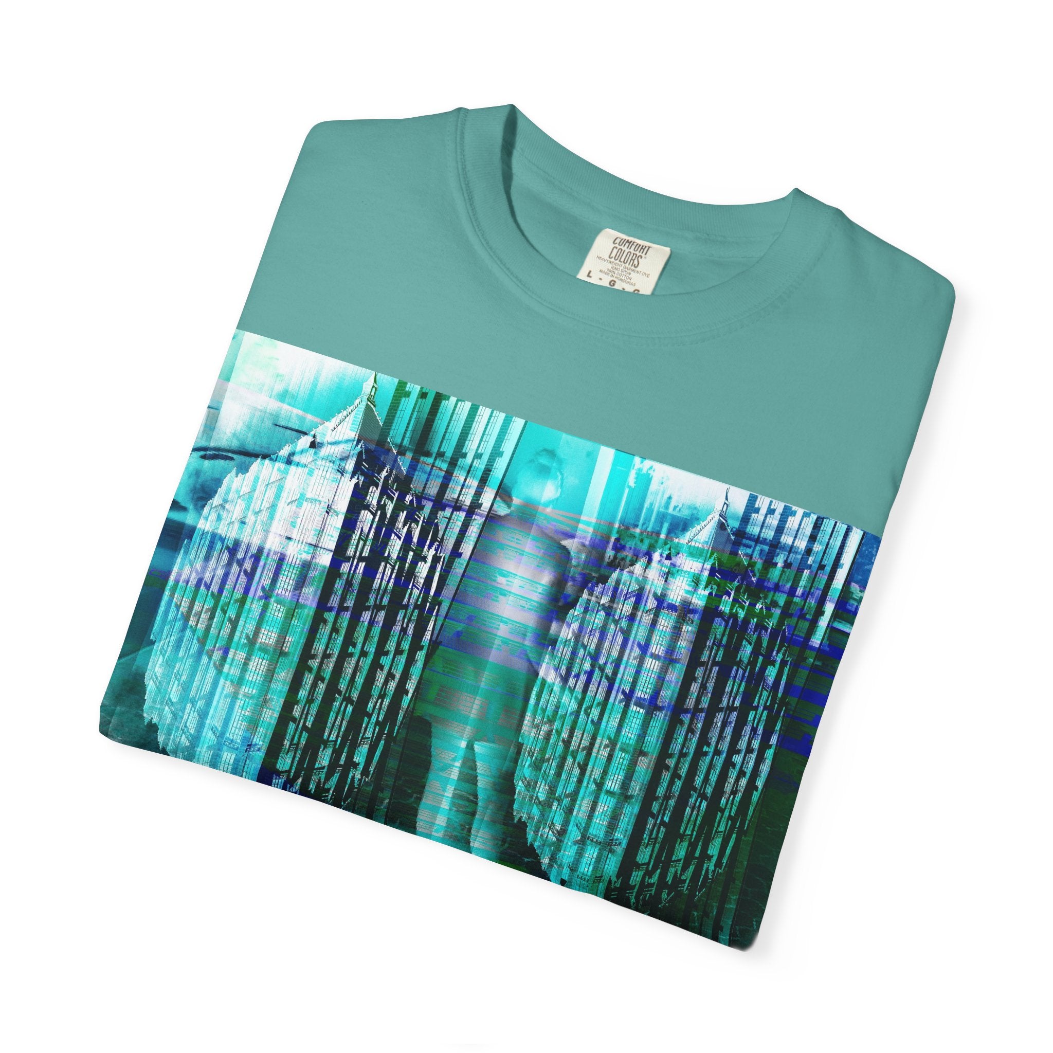 Pardon Me By Kevin Quinn -Abstract Urban Architecture Street Photography Blue T-Shirt — Surreal Nature Graphic Tee