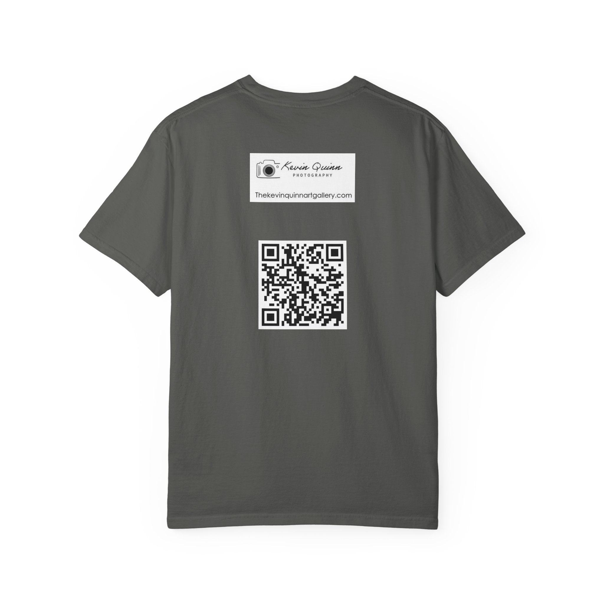 Silky The Sun Kid By Kevin Quinn-Modern Urban Sunface Graphic T-Shirt — Yellow Sun Artwork with QR Code Back