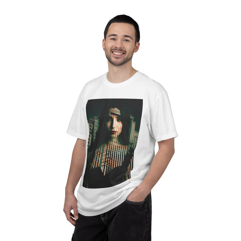 Vampire Game By Kevin Quinn — Moody Double Exposure City Woman Graphic Tee