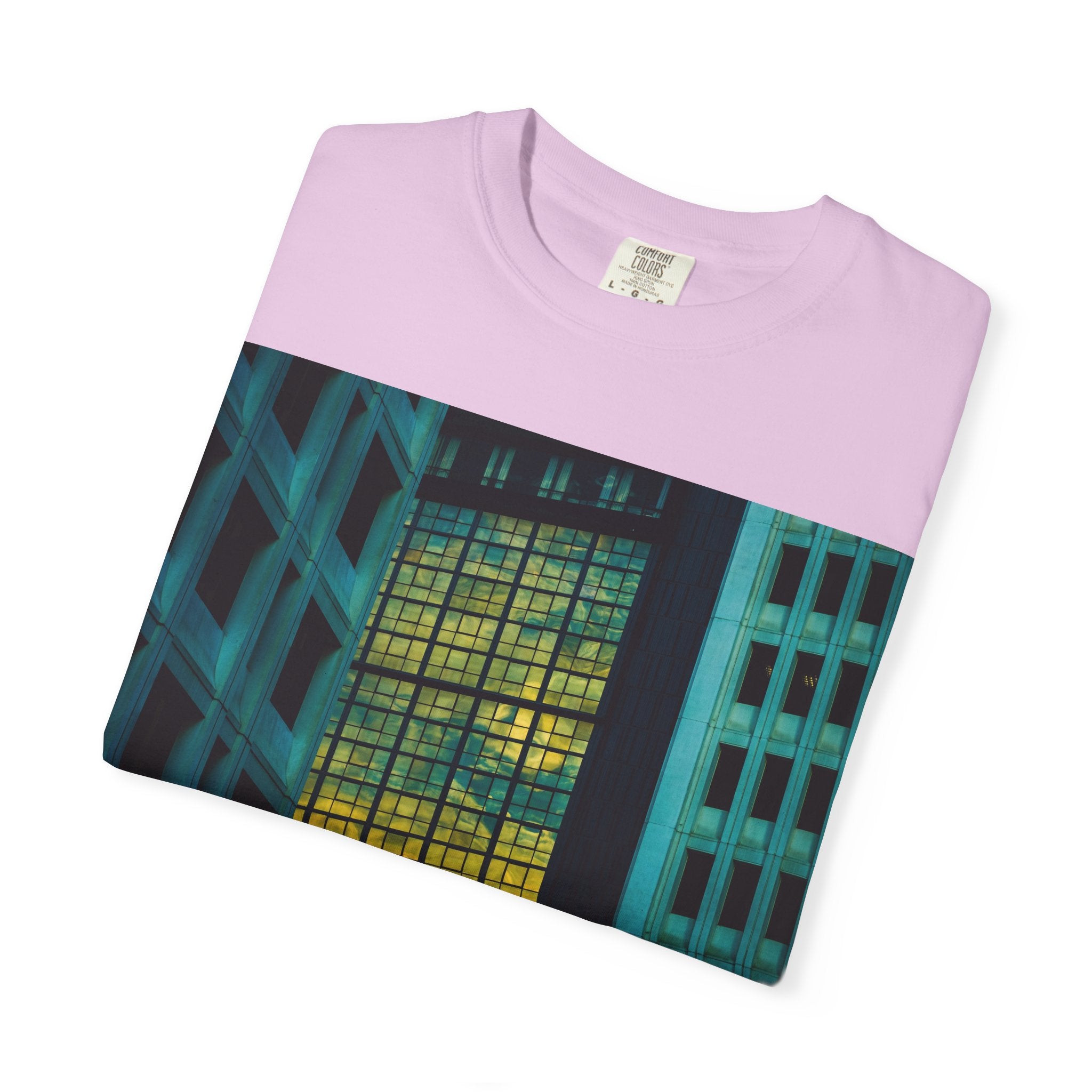 Walking With Van Gogh By Kevin Quinn-Urban Modern Architecture City Window Photo Tee — Nighttime Urban Architecture T-Shirt