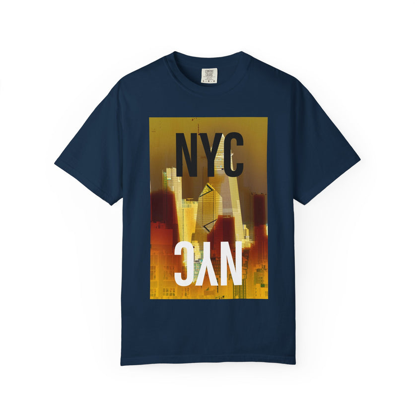 A New York Minute By Kevin Quinn -Urban Modern Abstract Architecture Cityscape Tee with Bold NYC Text