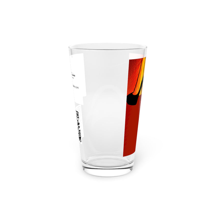 Abstract Art Beer Pint Glass – 16oz Craft Beer Glass – “Baby Doll” by Kevin Quinn