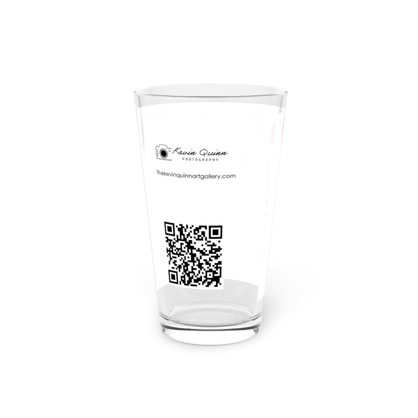 Abstract Art Beer Pint Glass – 16oz Craft Beer Glass – “Pretty In Pink” by Kevin Quinn