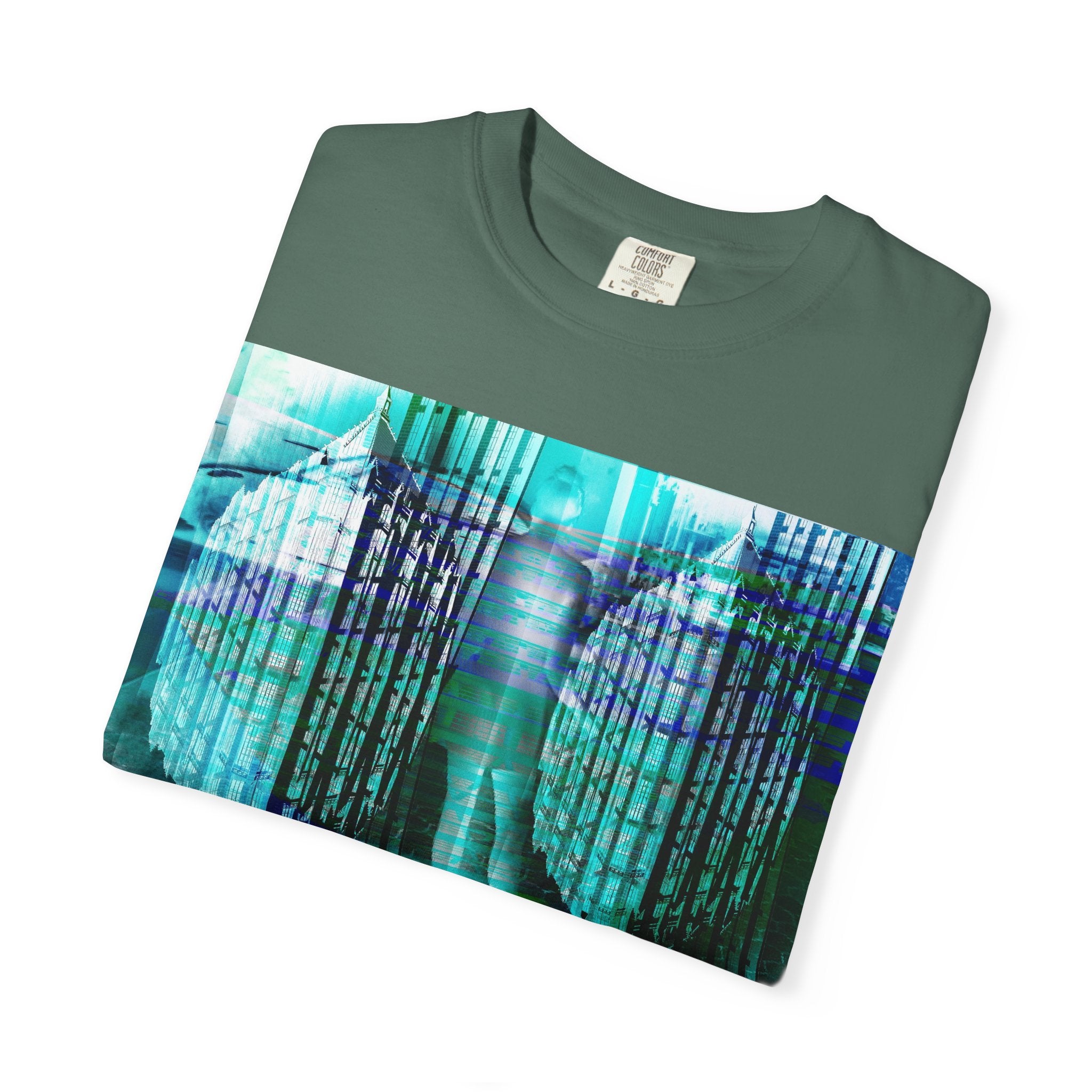 Pardon Me By Kevin Quinn -Abstract Urban Architecture Street Photography Blue T-Shirt — Surreal Nature Graphic Tee