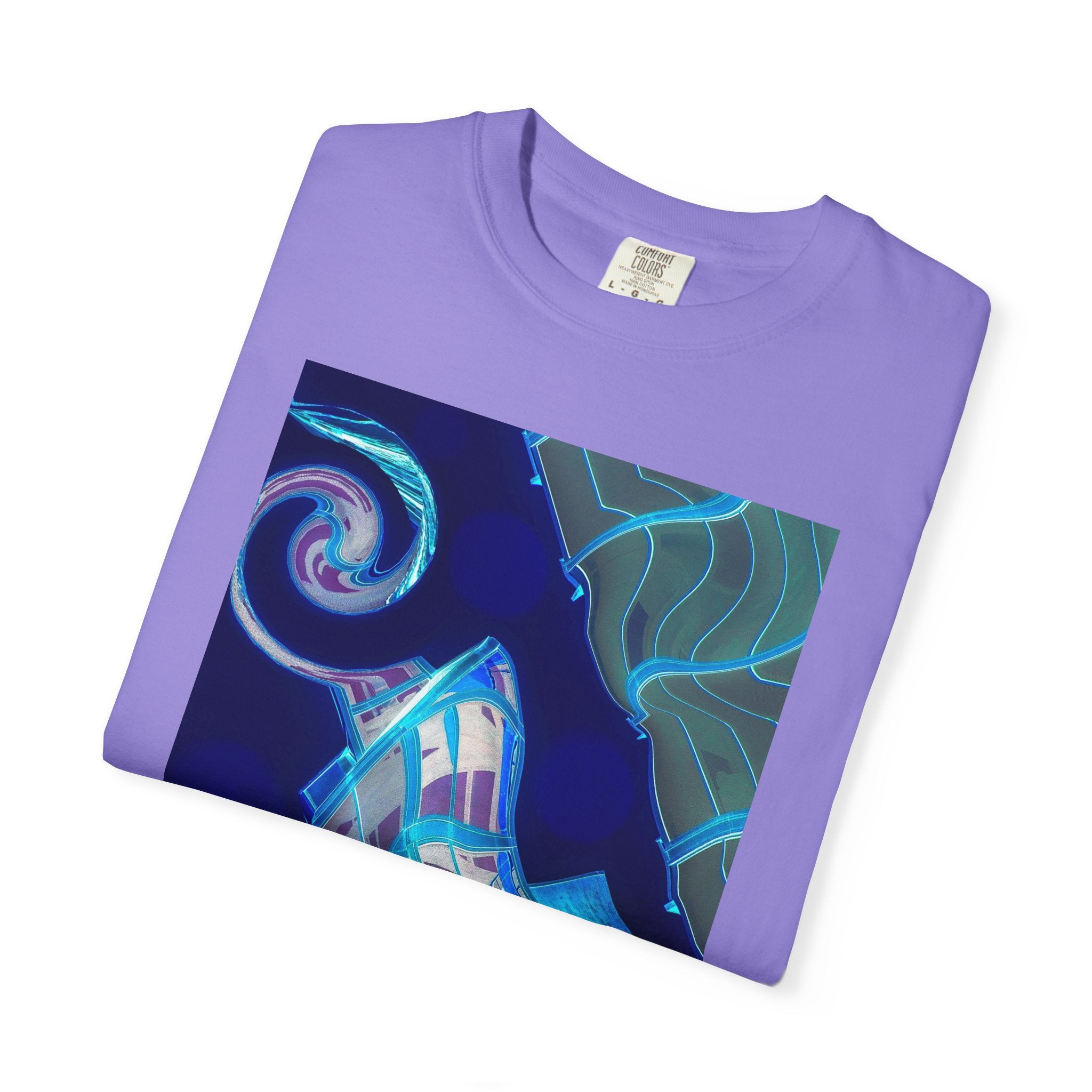 Tiny Dancer By Kevin Quinn   -Urban Modern Abstract Architecture Graphic Tee— Blue Surreal Building Art