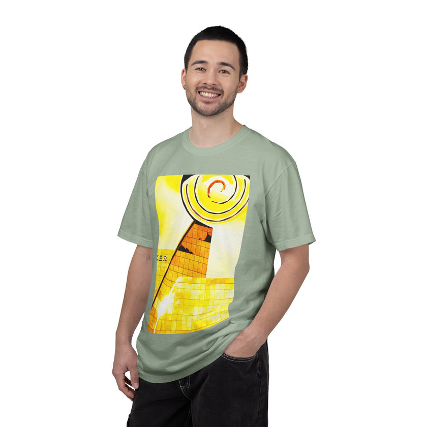 Lemonheads and Lollipops By Kevin Quinn   -Abstract Yellow Spiral Urban Modern Architecture Graphic Tee