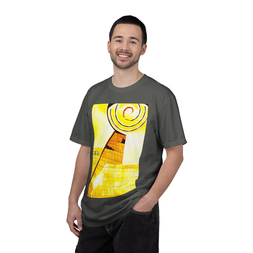 Lemonheads and Lollipops By Kevin Quinn   -Abstract Yellow Spiral Urban Modern Architecture Graphic Tee