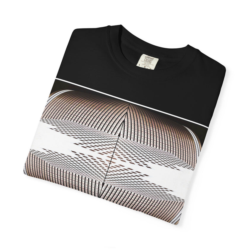 Thought Machine By Kevin Quinn -Optical Waveform Graphic T‑Shirt — Geometric Illusion Art Tee
