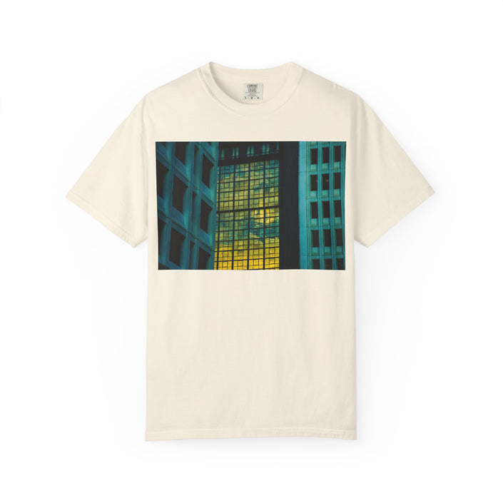 Walking With Van Gogh By Kevin Quinn-Urban Modern Architecture City Window Photo Tee — Nighttime Urban Architecture T-Shirt
