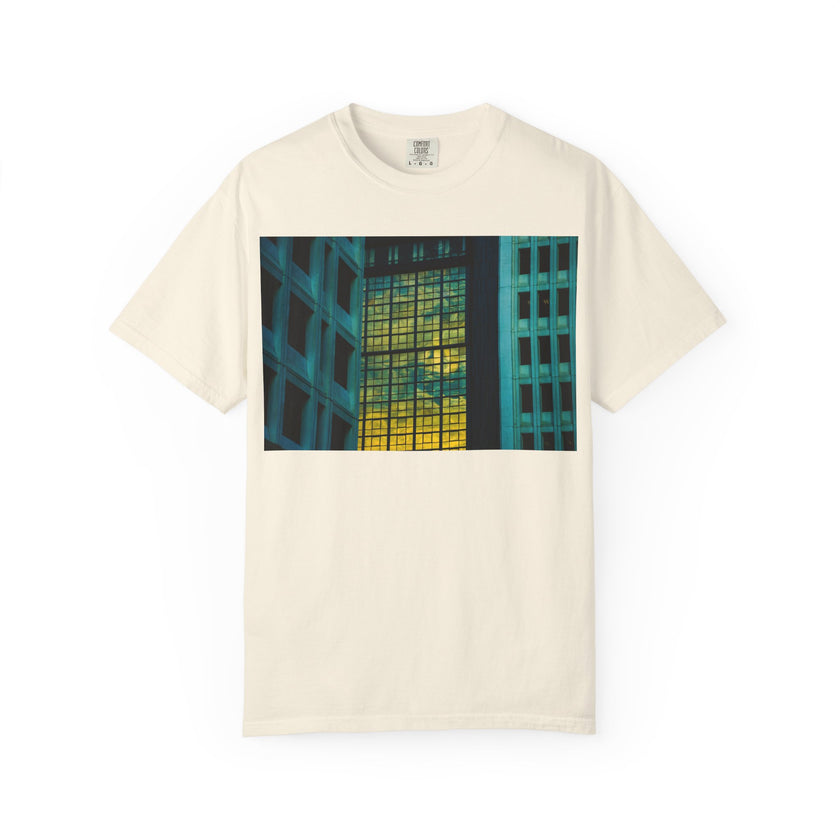 Walking With Van Gogh By Kevin Quinn-Urban Modern Architecture City Window Photo Tee — Nighttime Urban Architecture T-Shirt