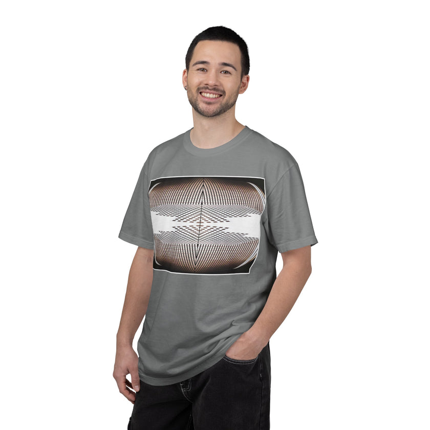 Thought Machine By Kevin Quinn -Optical Waveform Graphic T‑Shirt — Geometric Illusion Art Tee